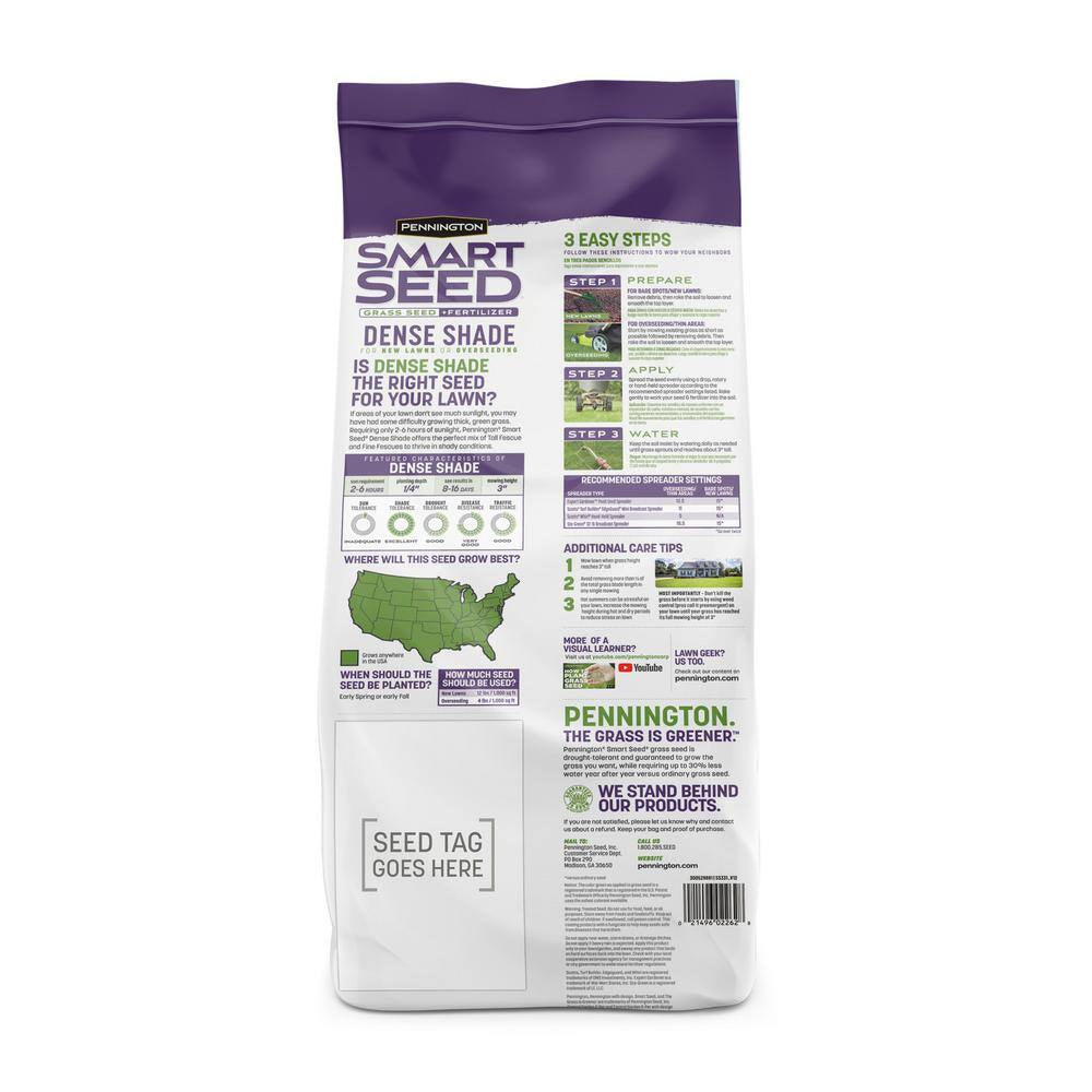 Smart Seed Dense Shade Grass Seed and Lawn Fertilizer, 7 lbs, Covers 1,750 Sq. Ft.