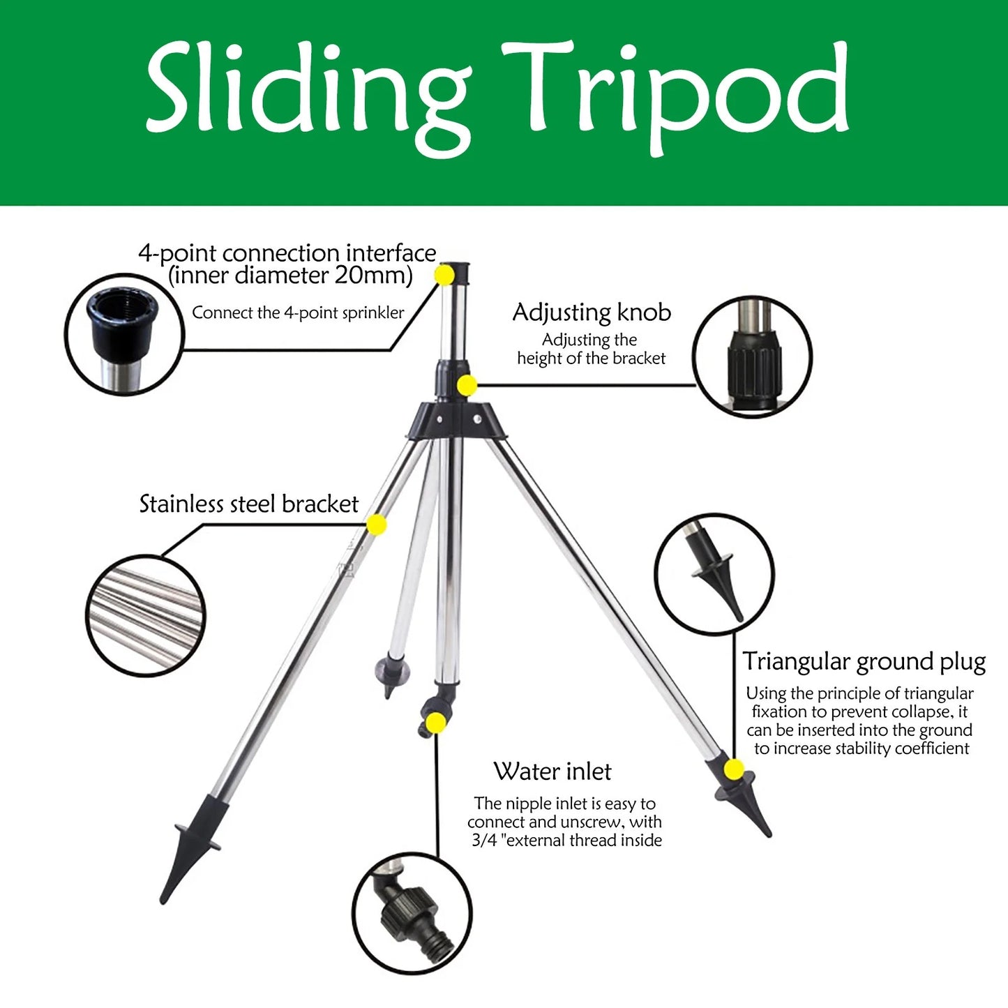 360° Rotating Tripod Sprinkler for Large Lawn & Garden Irrigation