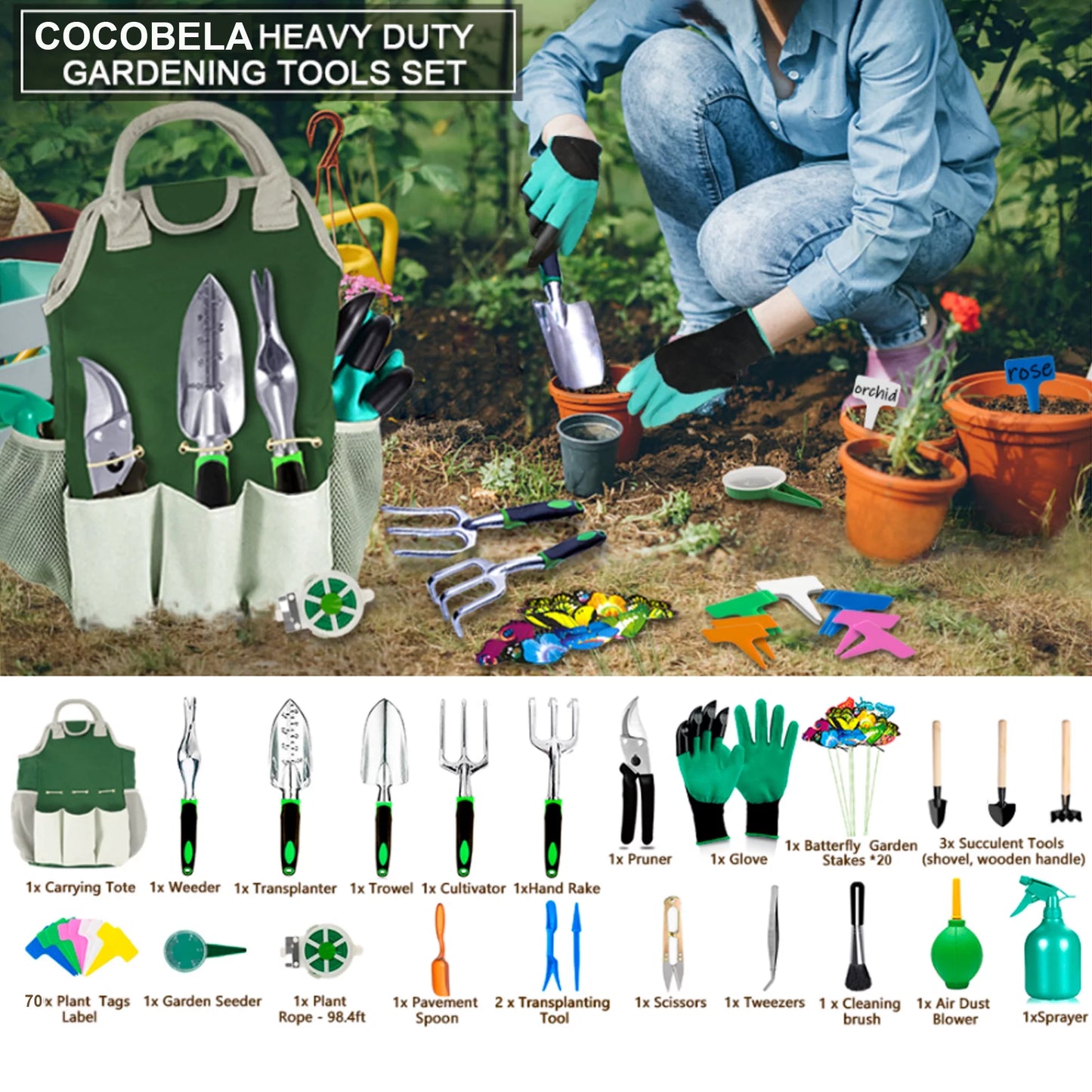 111-Piece Garden & Succulent Tool Set - Heavy Duty, Complete Kit