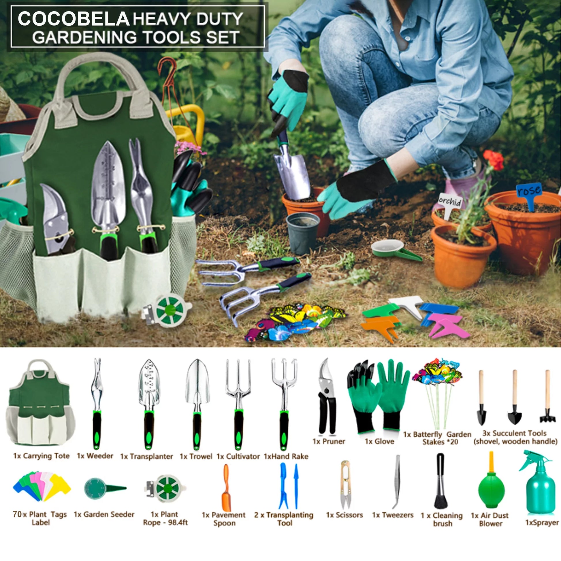 111-Piece Garden & Succulent Tool Set - Heavy Duty, Complete Kit