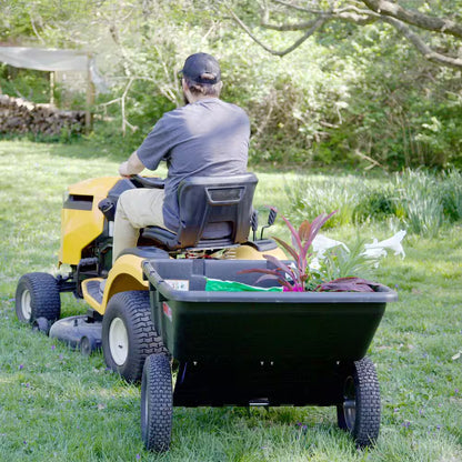 650 lbs. 10 Cu. Ft. Tow-Behind Lawn Mower Trailer Dump Cart with Compression-Molded Poly Bed for Lawn Tractors and Zero-Turn Mowers