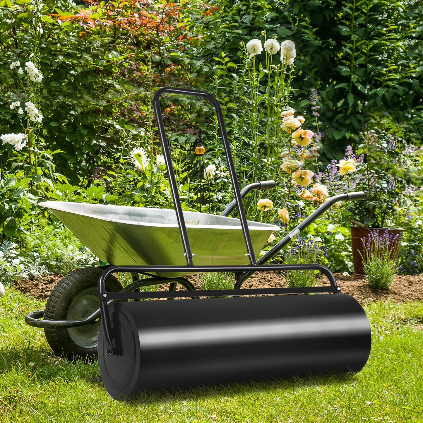 36" Heavy-Duty Steel Lawn & Sod Roller - 17-Gallon Push/Pull