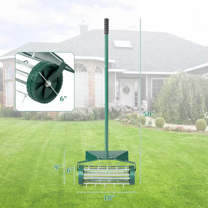 18-inch Heavy-Duty Rolling Spike Lawn Aerator with Splash Guard