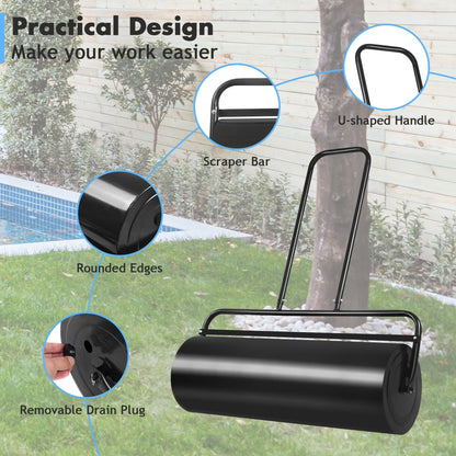 36" Heavy-Duty Steel Lawn & Sod Roller - 17-Gallon Push/Pull