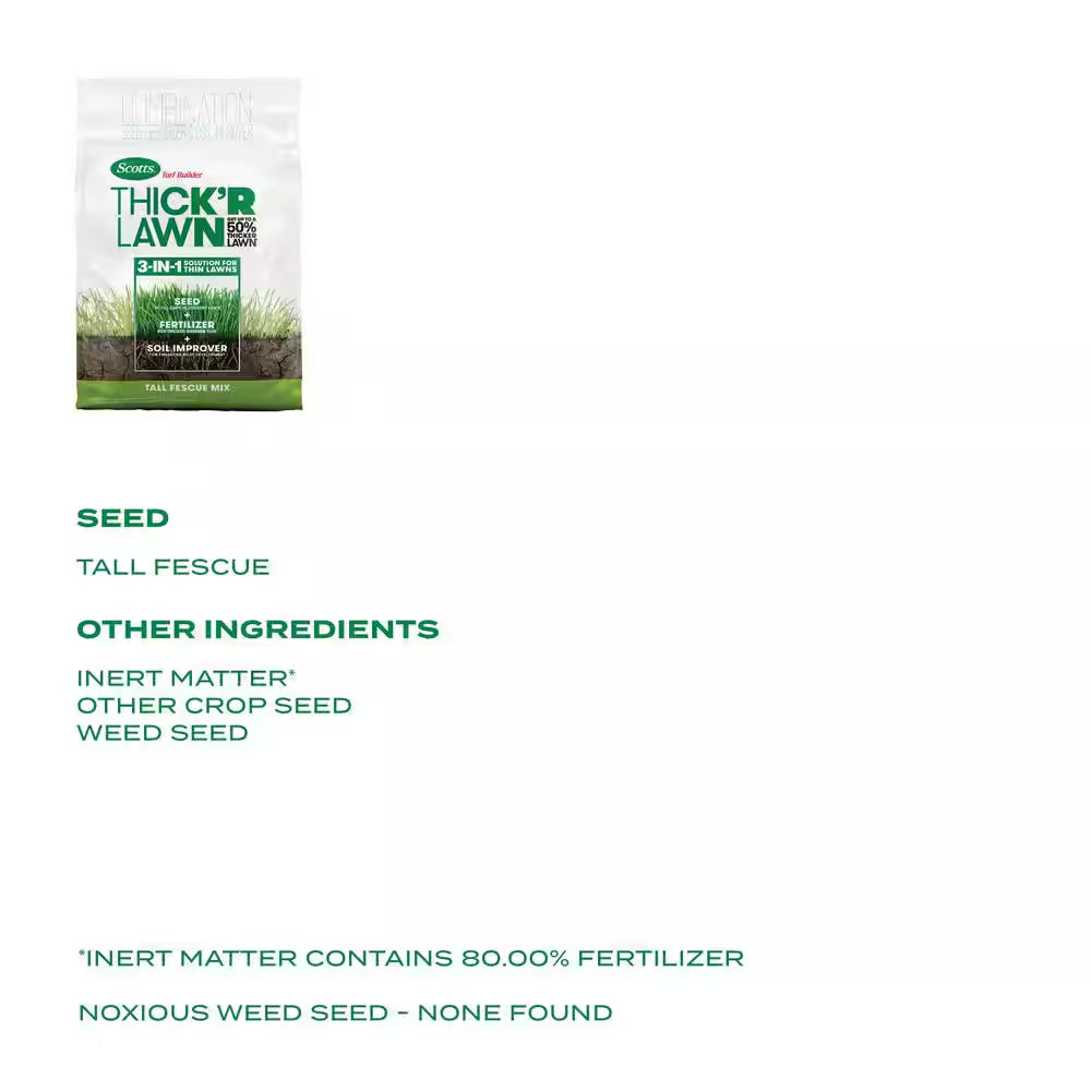 Turf Builder Thick'R Lawn Tall Fescue Mix - 12 lbs. Grass Seed with Fertilizer and Soil Enhancer for Lawn Thickening