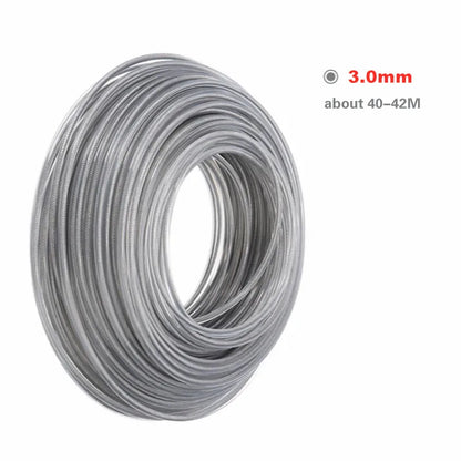 Steel Wire Trimmer Cord for Lawn Mowers and Brushcutters - 3mm/2.7mm Gray Garden Tool Accessory