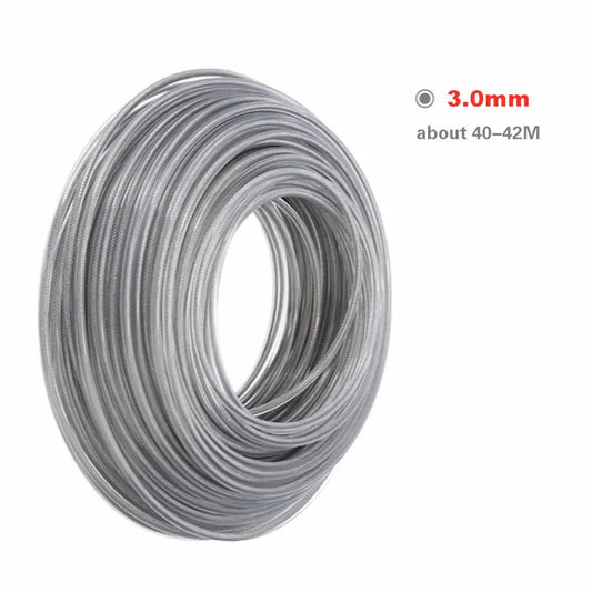 Steel Wire Trimmer Cord for Lawn Mowers and Brushcutters - 3mm/2.7mm Gray Garden Tool Accessory