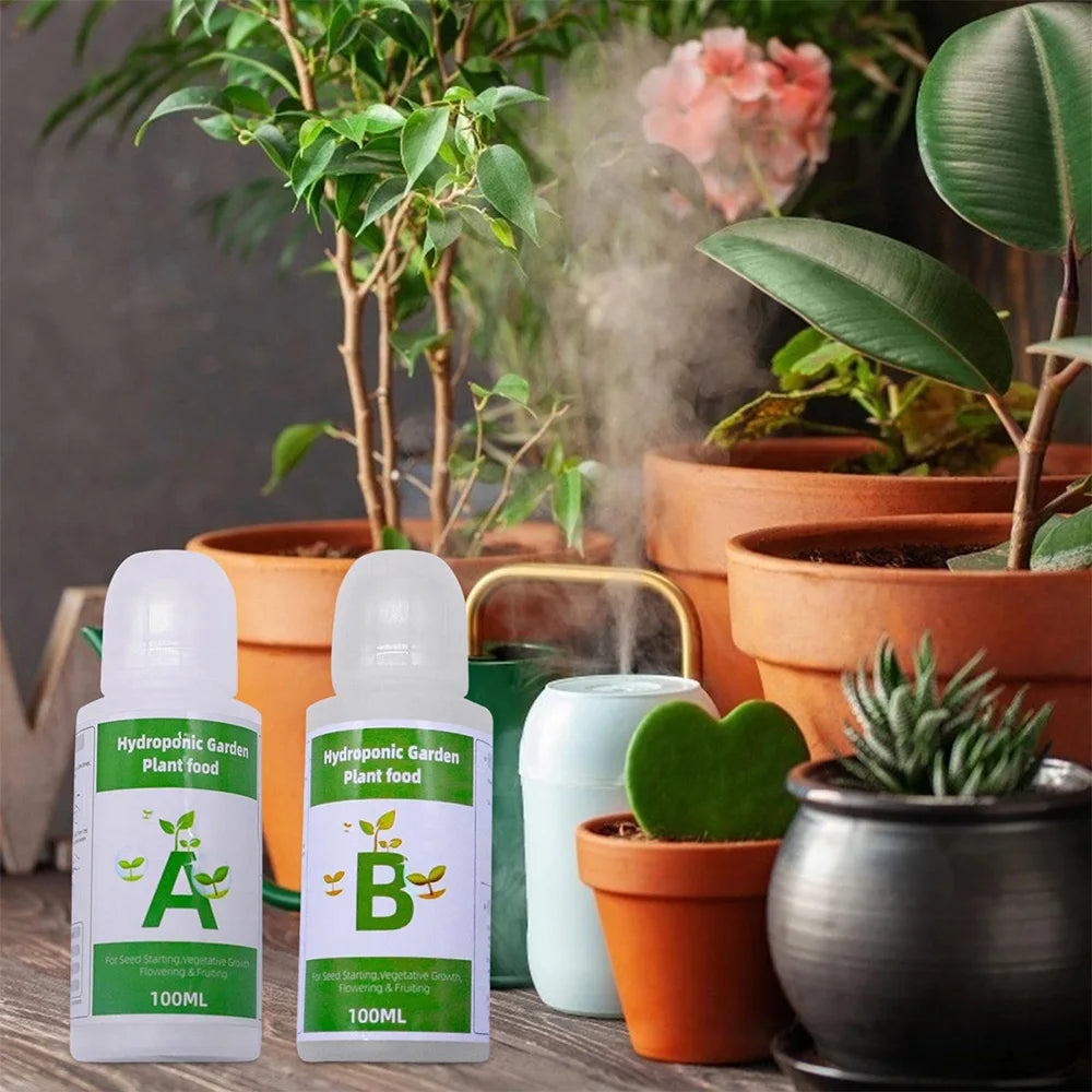 AB Two-Part Hydroponic Nutrient System for Optimal Growth of Flowers, Vegetables, and Grass