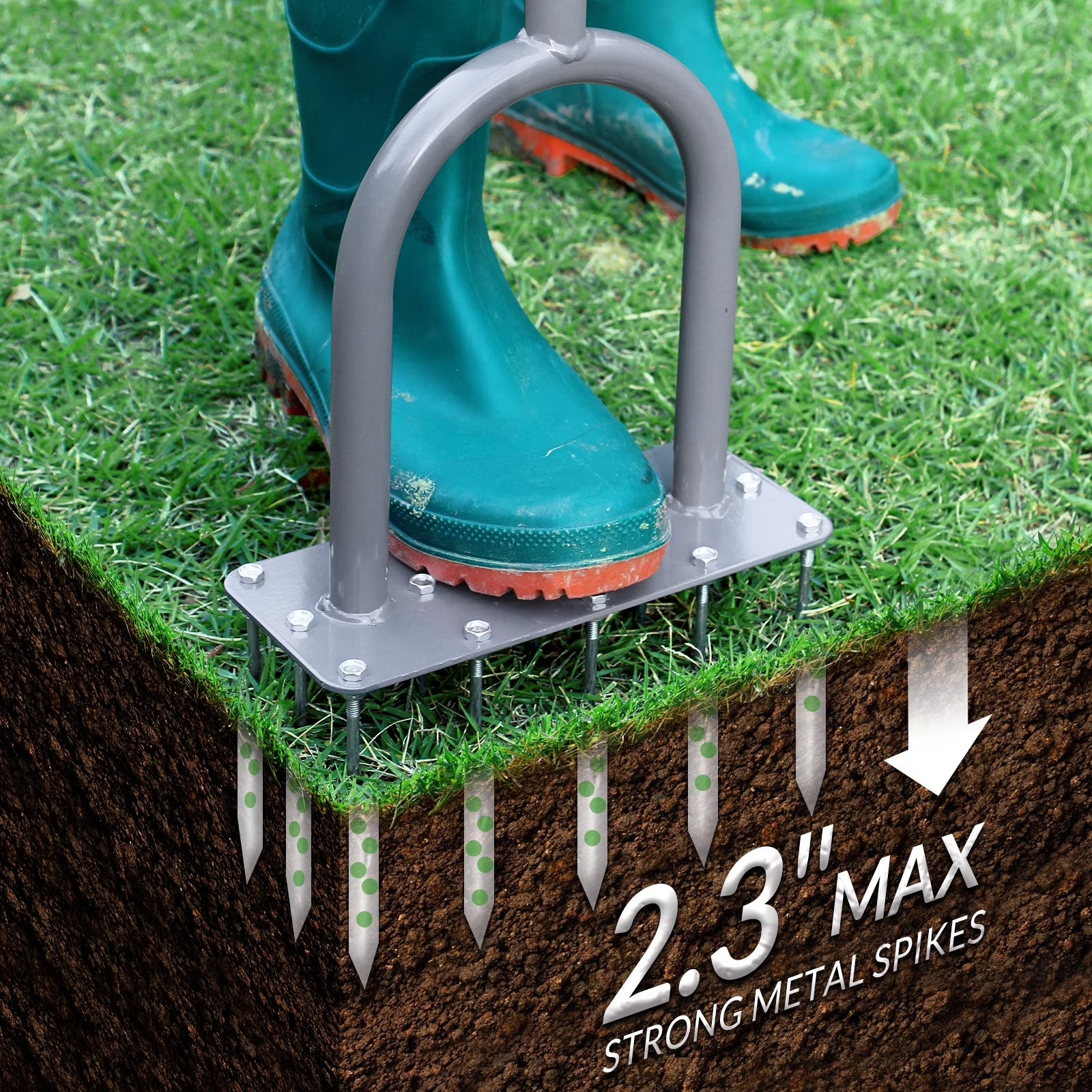 Manual Lawn Spike Aerator - 15 Heavy-Duty Spikes for Soil Health