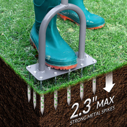 Manual Lawn Spike Aerator - 15 Heavy-Duty Spikes for Soil Health
