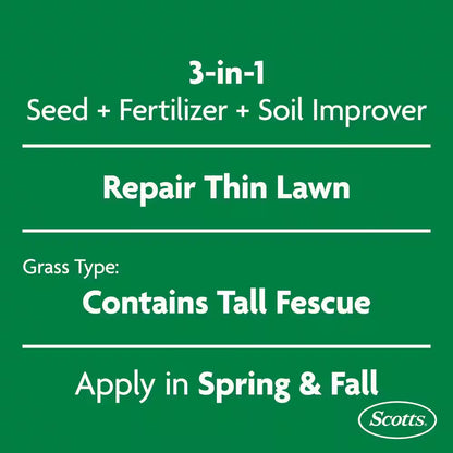 Turf Builder Thick'R Lawn Tall Fescue Mix - 12 lbs. Grass Seed with Fertilizer and Soil Enhancer for Lawn Thickening