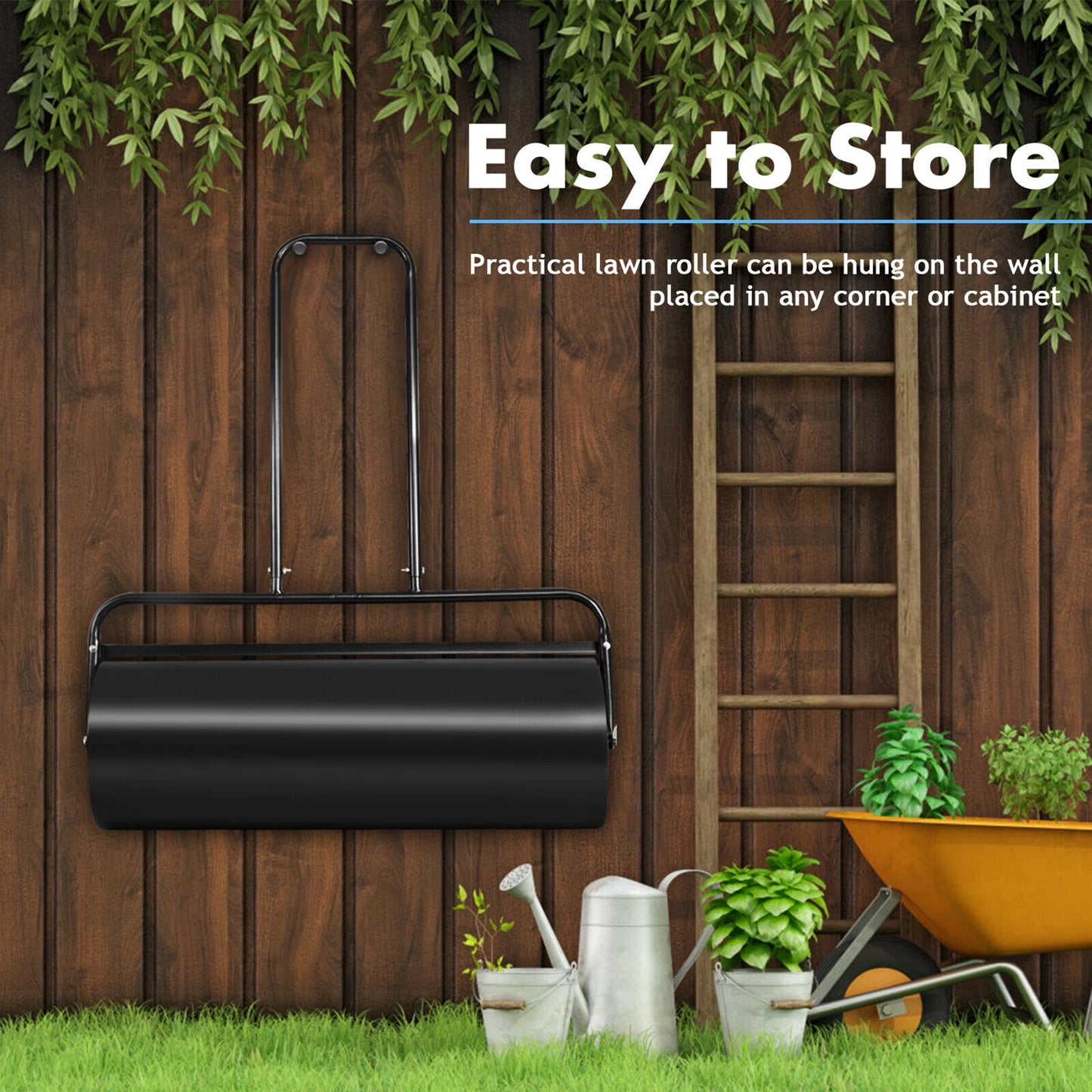 36" Heavy-Duty Steel Lawn & Sod Roller - 17-Gallon Push/Pull