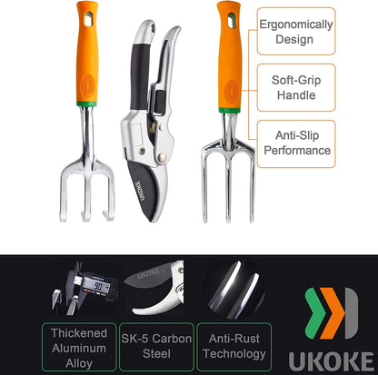 12-Pc Aluminum Garden Tool Set: Ergonomic Hand Tools & Apron Kit