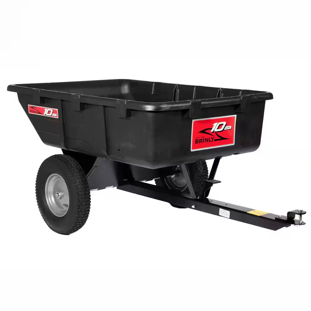 650 lbs. 10 Cu. Ft. Tow-Behind Lawn Mower Trailer Dump Cart with Compression-Molded Poly Bed for Lawn Tractors and Zero-Turn Mowers