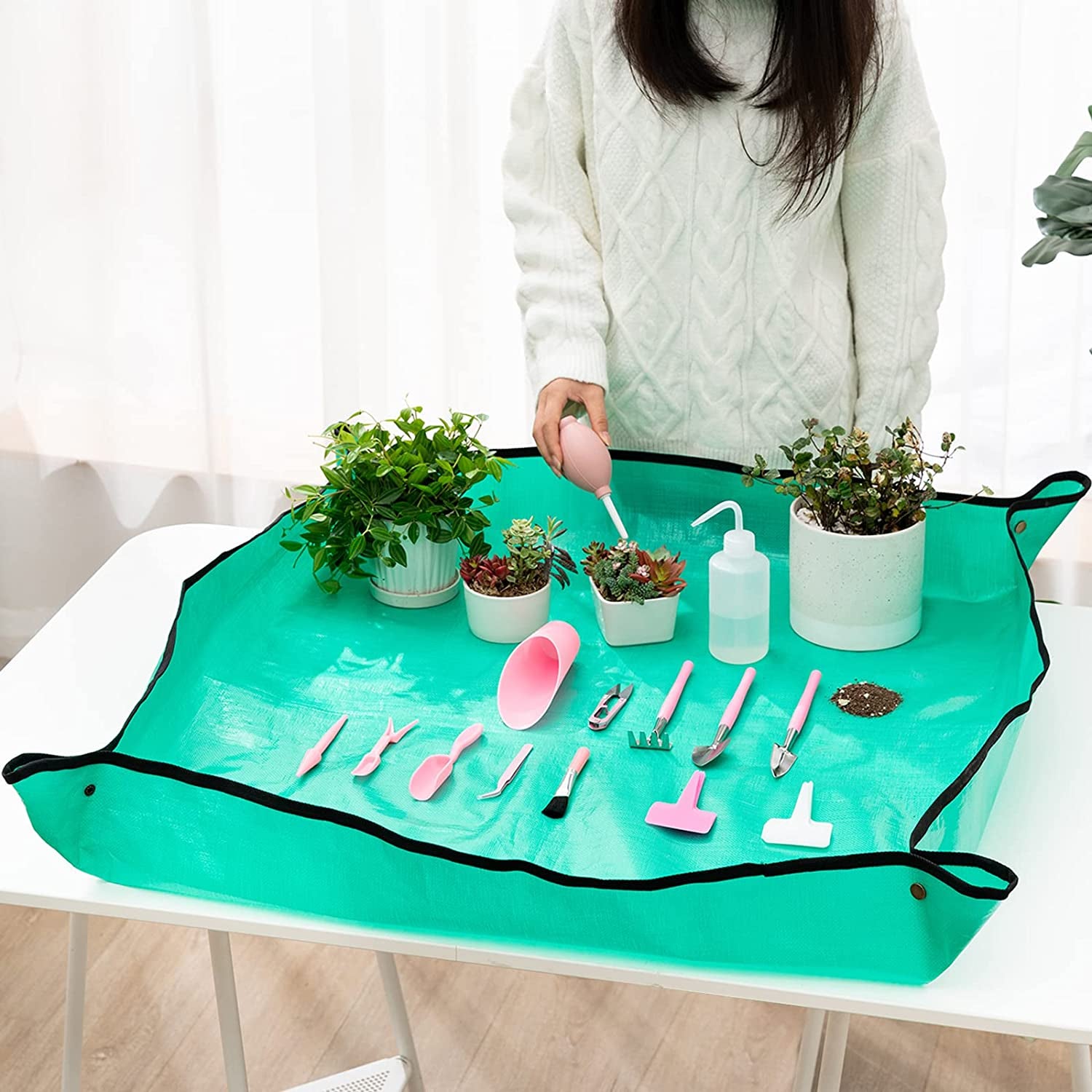25-Pc Indoor Succulent & Plant Care Kit w/ 39.4" Repotting Mat