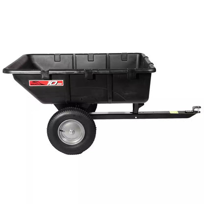 650 lbs. 10 Cu. Ft. Tow-Behind Lawn Mower Trailer Dump Cart with Compression-Molded Poly Bed for Lawn Tractors and Zero-Turn Mowers