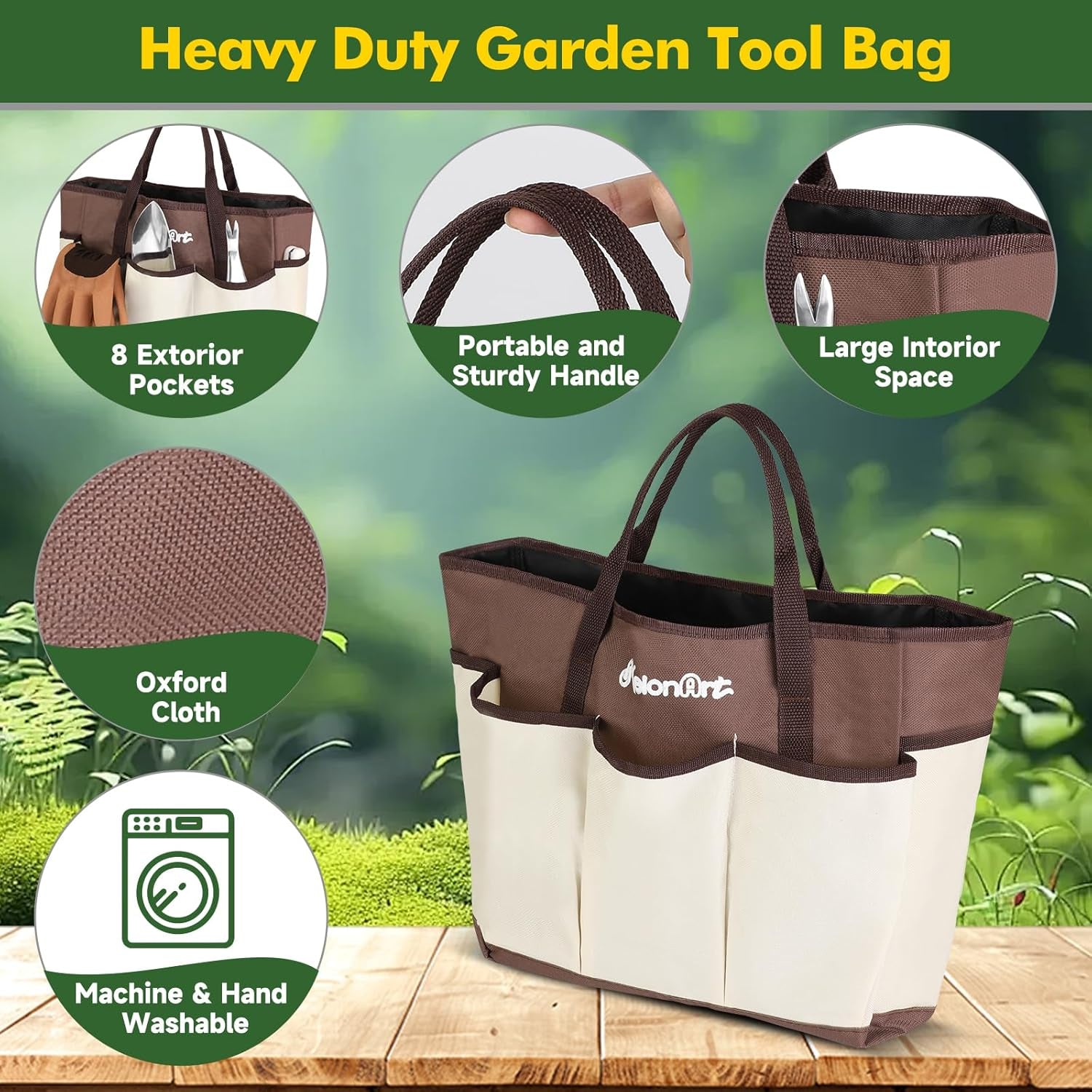 10-Piece Aluminum Garden Tool Set - Ergonomic Handles, Tote Bag & Gloves