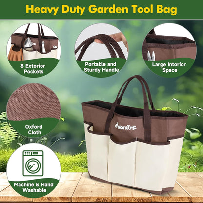 10-Piece Aluminum Garden Tool Set - Ergonomic Handles, Tote Bag & Gloves