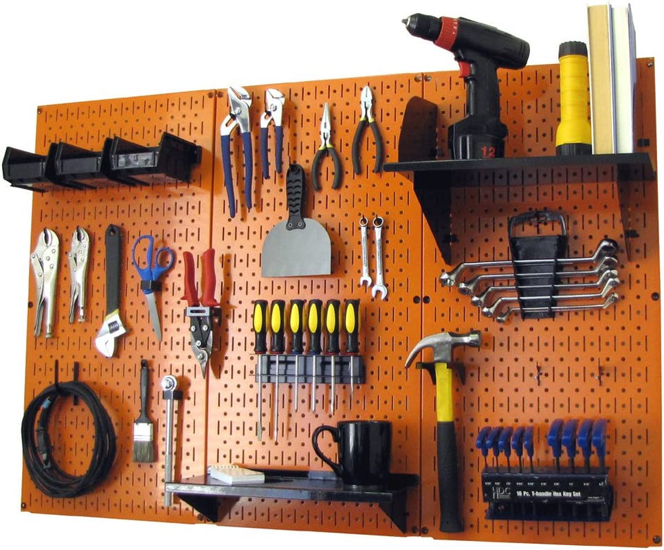 Wall Control Metal Pegboard Tool Storage Kit - 48"x32", Orange