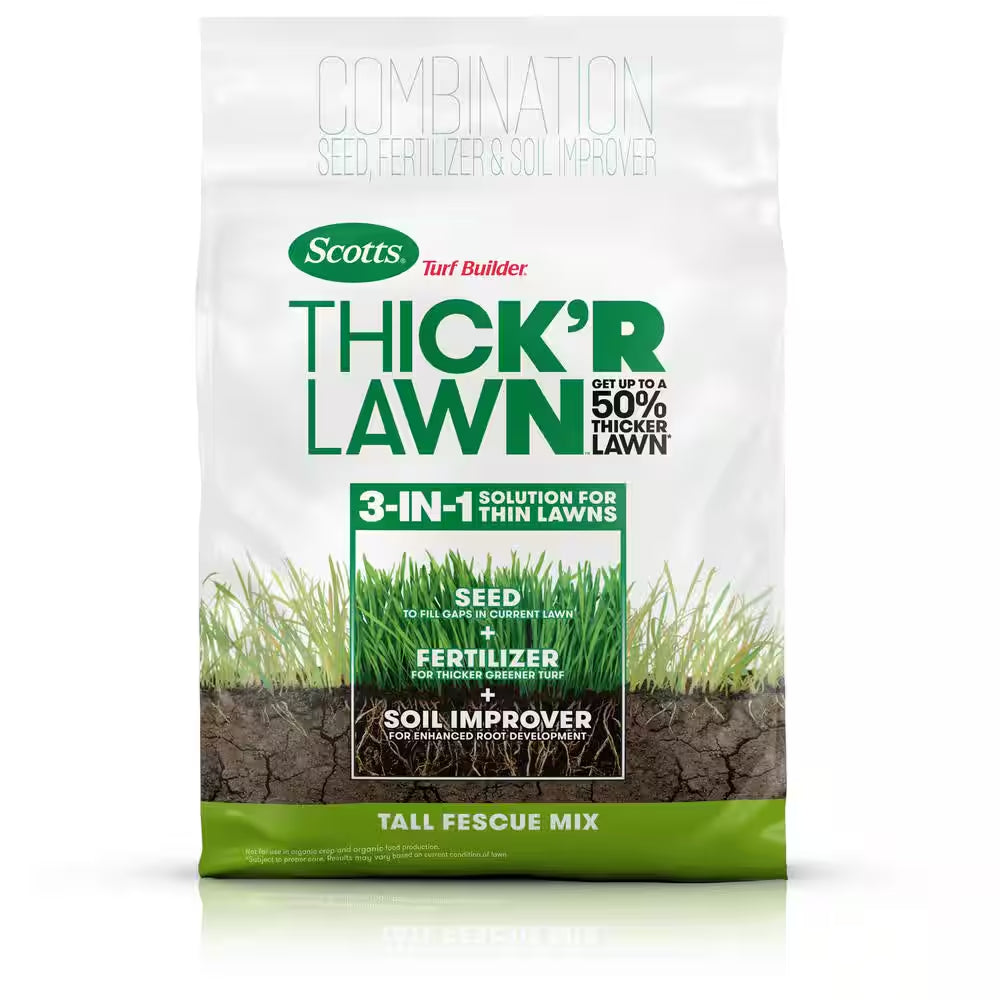 Turf Builder Thick'R Lawn Tall Fescue Mix - 12 lbs. Grass Seed with Fertilizer and Soil Enhancer for Lawn Thickening