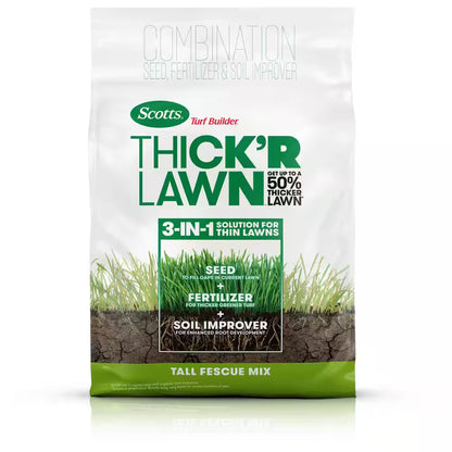 Turf Builder Thick'R Lawn Tall Fescue Mix - 12 lbs. Grass Seed with Fertilizer and Soil Enhancer for Lawn Thickening