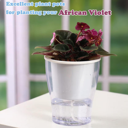3-Pack 7" Clear Self-Watering Wicking Pots for Indoor Plants
