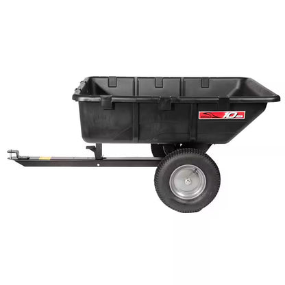 650 lbs. 10 Cu. Ft. Tow-Behind Lawn Mower Trailer Dump Cart with Compression-Molded Poly Bed for Lawn Tractors and Zero-Turn Mowers