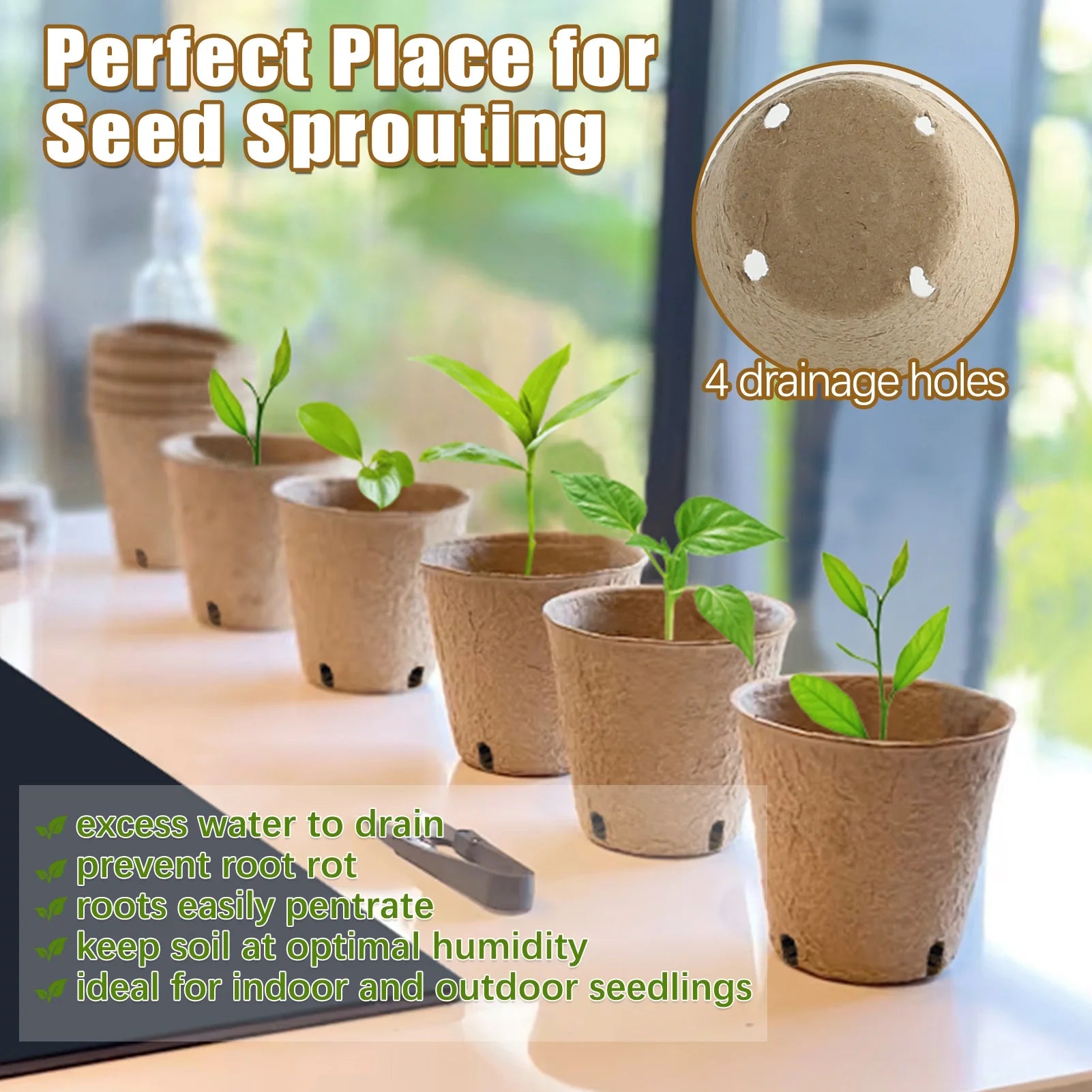 120-Pack 3.15" Biodegradable Peat Pots for Seed Starting & Root Growth