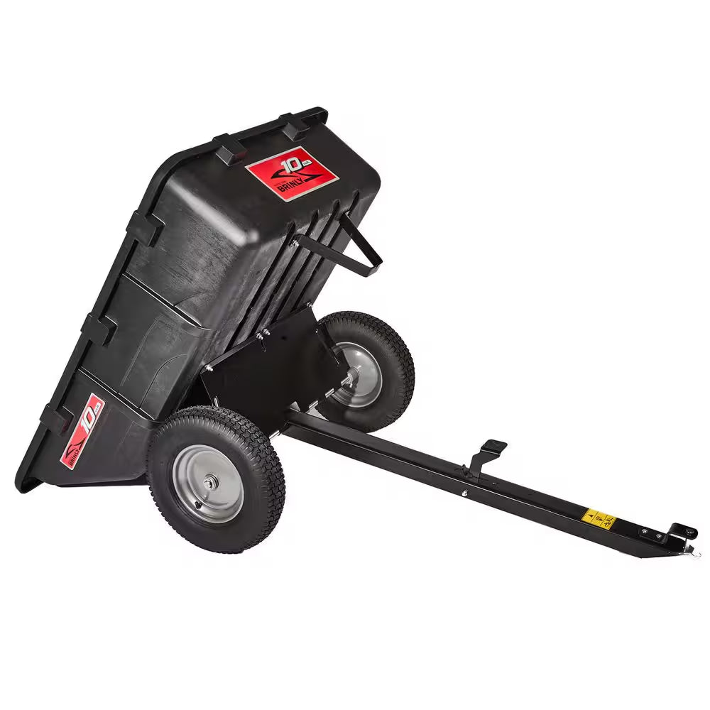 650 lbs. 10 Cu. Ft. Tow-Behind Lawn Mower Trailer Dump Cart with Compression-Molded Poly Bed for Lawn Tractors and Zero-Turn Mowers
