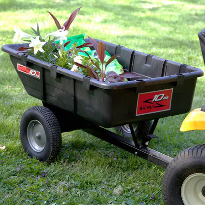 650 lbs. 10 Cu. Ft. Tow-Behind Lawn Mower Trailer Dump Cart with Compression-Molded Poly Bed for Lawn Tractors and Zero-Turn Mowers