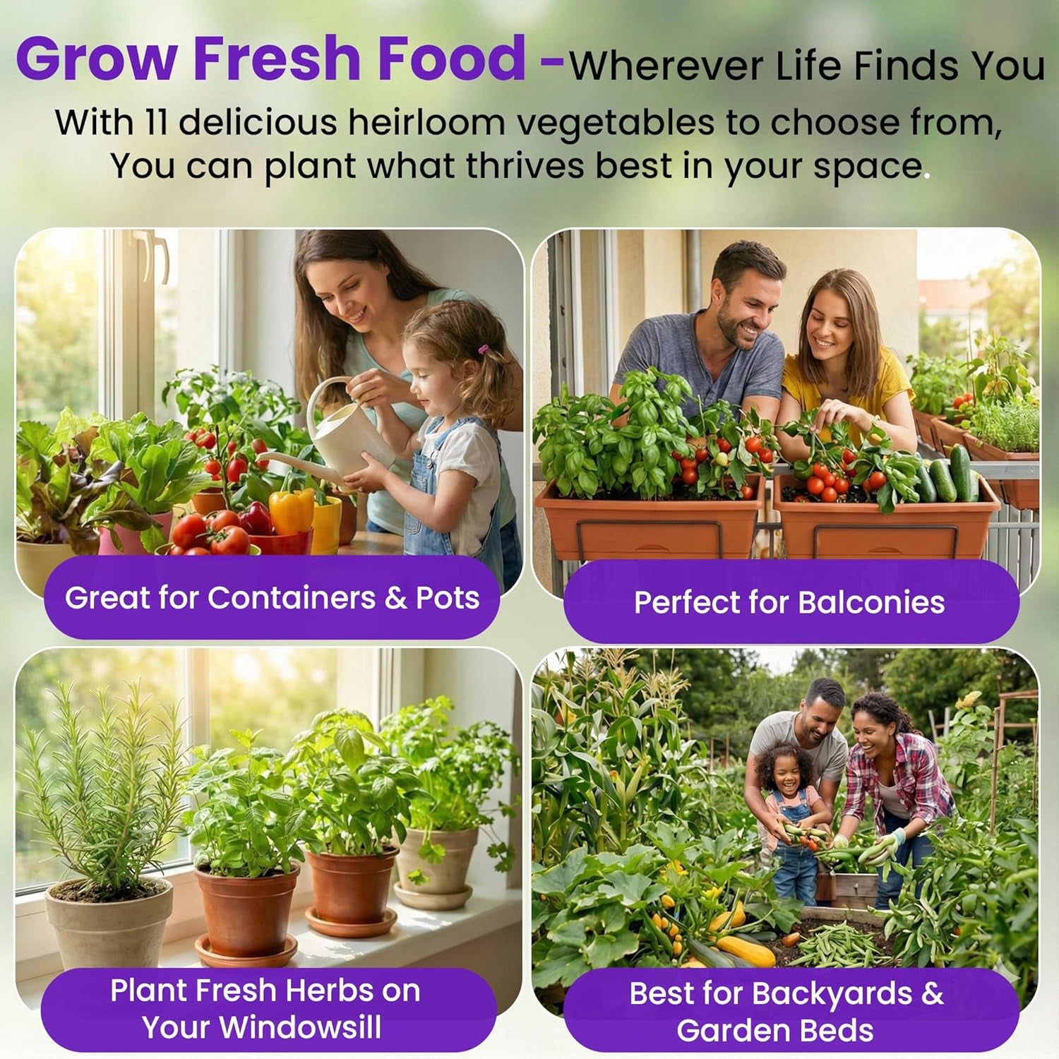 NatureZ Edge 20 Heirloom Vegetable Seeds for Outdoor Gardens