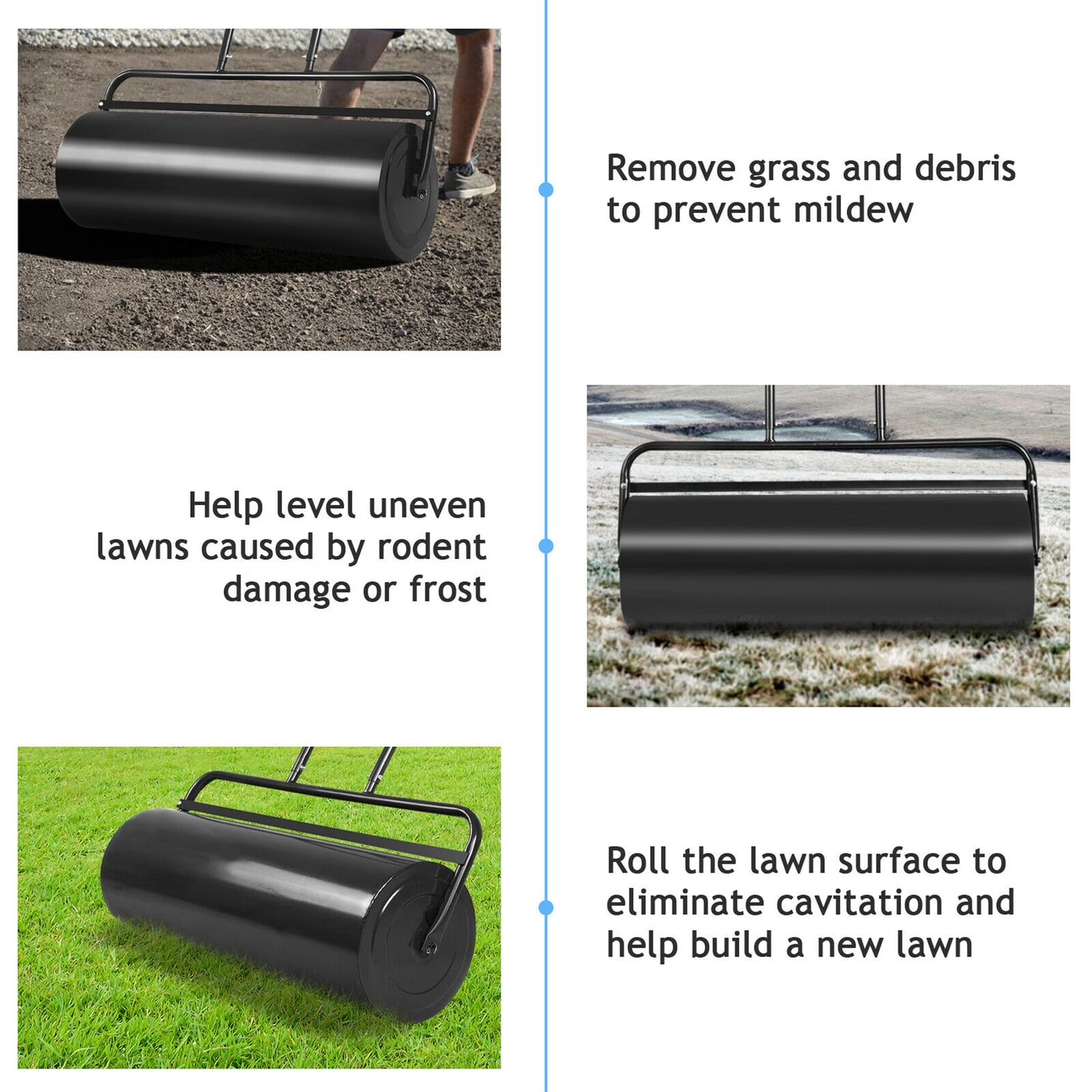 36" Heavy-Duty Steel Lawn & Sod Roller - 17-Gallon Push/Pull