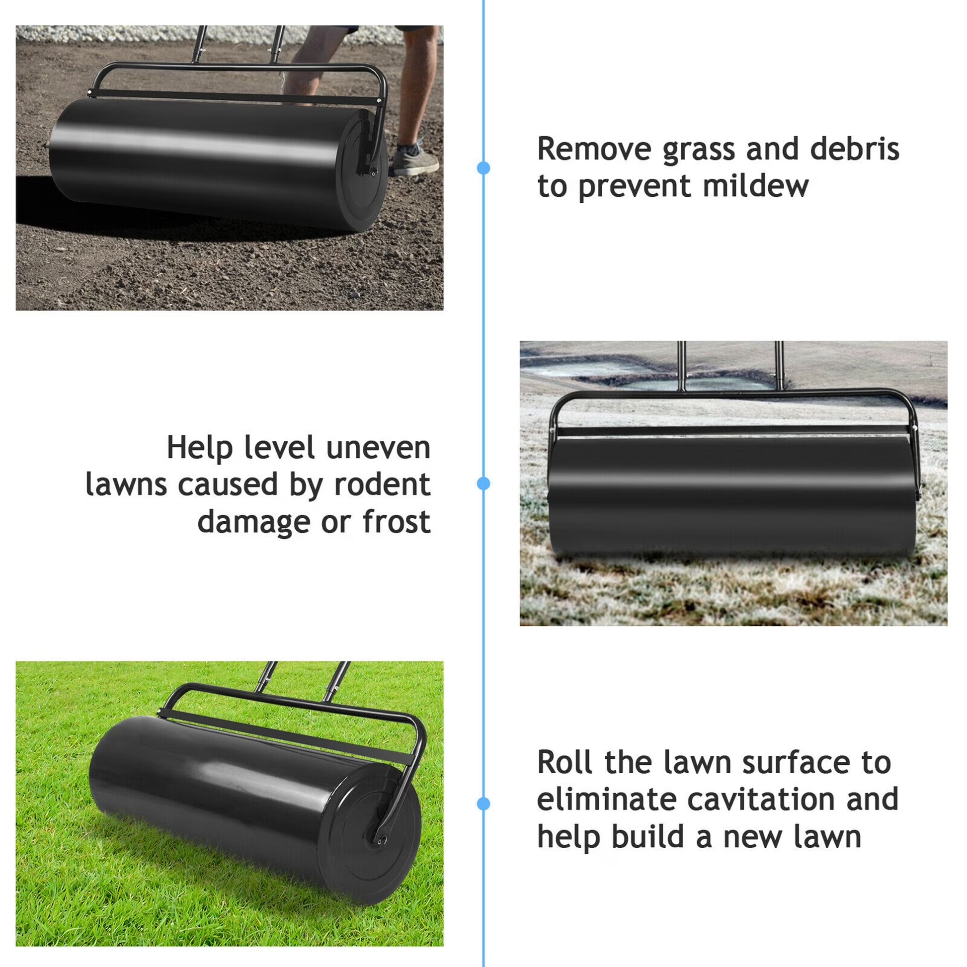 36" Heavy-Duty Steel Lawn & Sod Roller - 17-Gallon Push/Pull