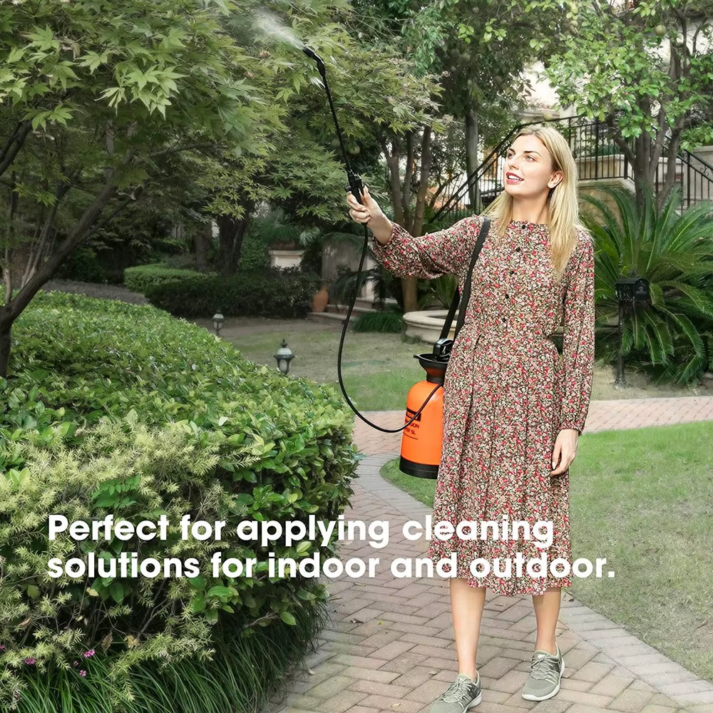 5L Portable Pressure Knapsack Sprayer with Adjustable Nozzle for Home and Garden Irrigation and Cleaning