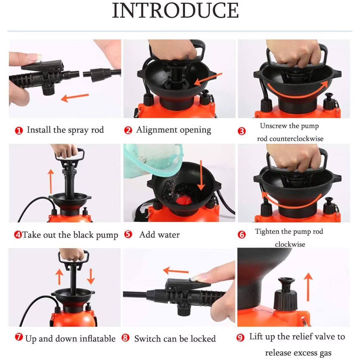 5L Portable Pressure Knapsack Sprayer with Adjustable Nozzle for Home and Garden Irrigation and Cleaning