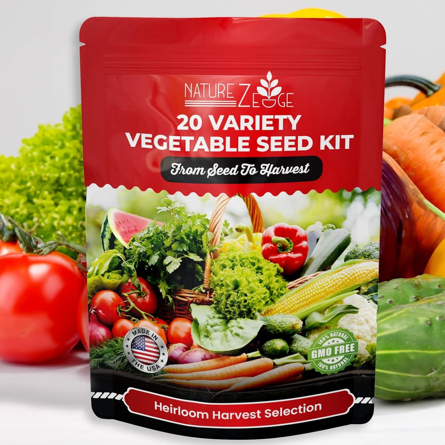 NatureZ Edge 20 Heirloom Vegetable Seeds for Outdoor Gardens