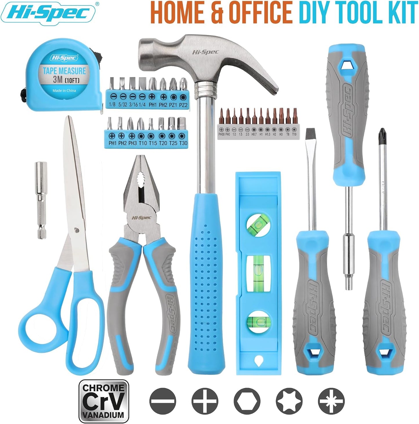 Blue Compact Household Tool Kit for Home, Office, Dorm DIY
