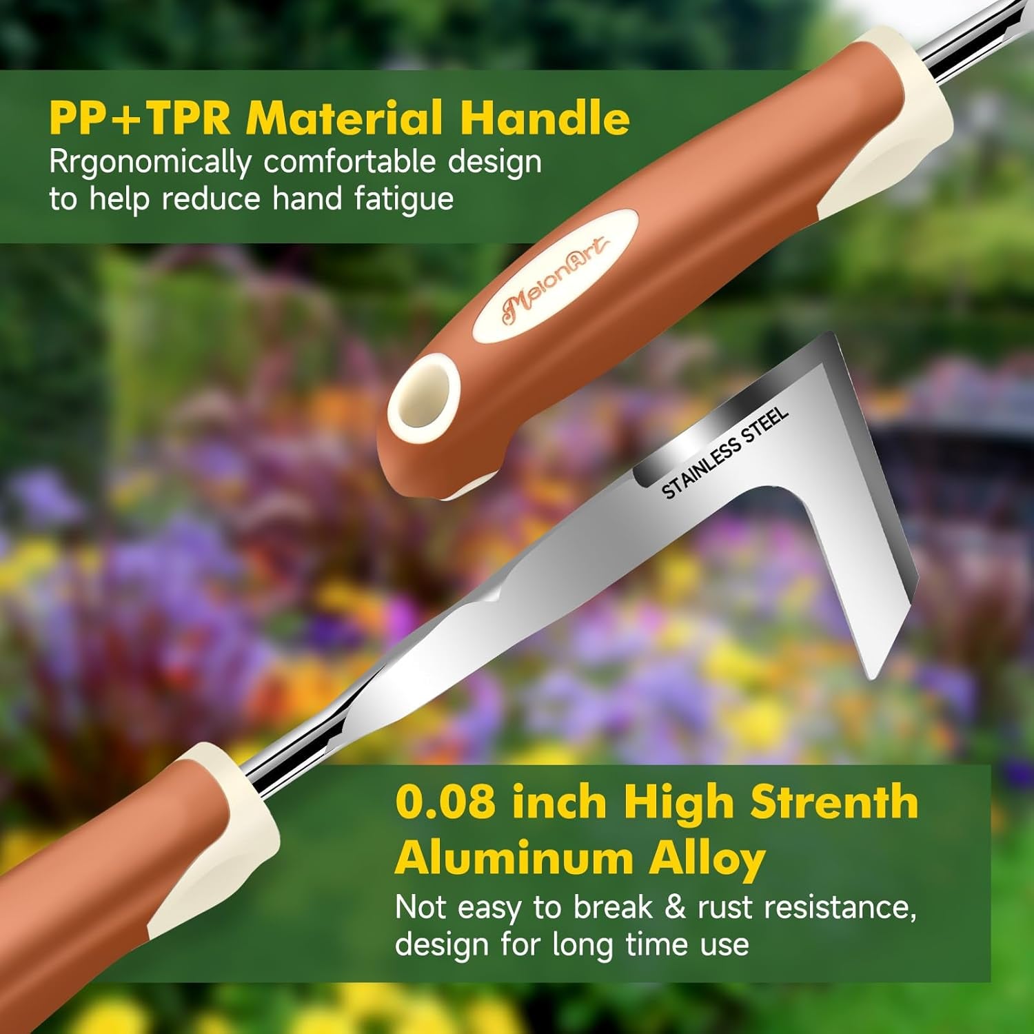 10-Piece Aluminum Garden Tool Set - Ergonomic Handles, Tote Bag & Gloves