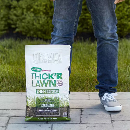 Turf Builder Thick'R Lawn Tall Fescue Mix - 12 lbs. Grass Seed with Fertilizer and Soil Enhancer for Lawn Thickening