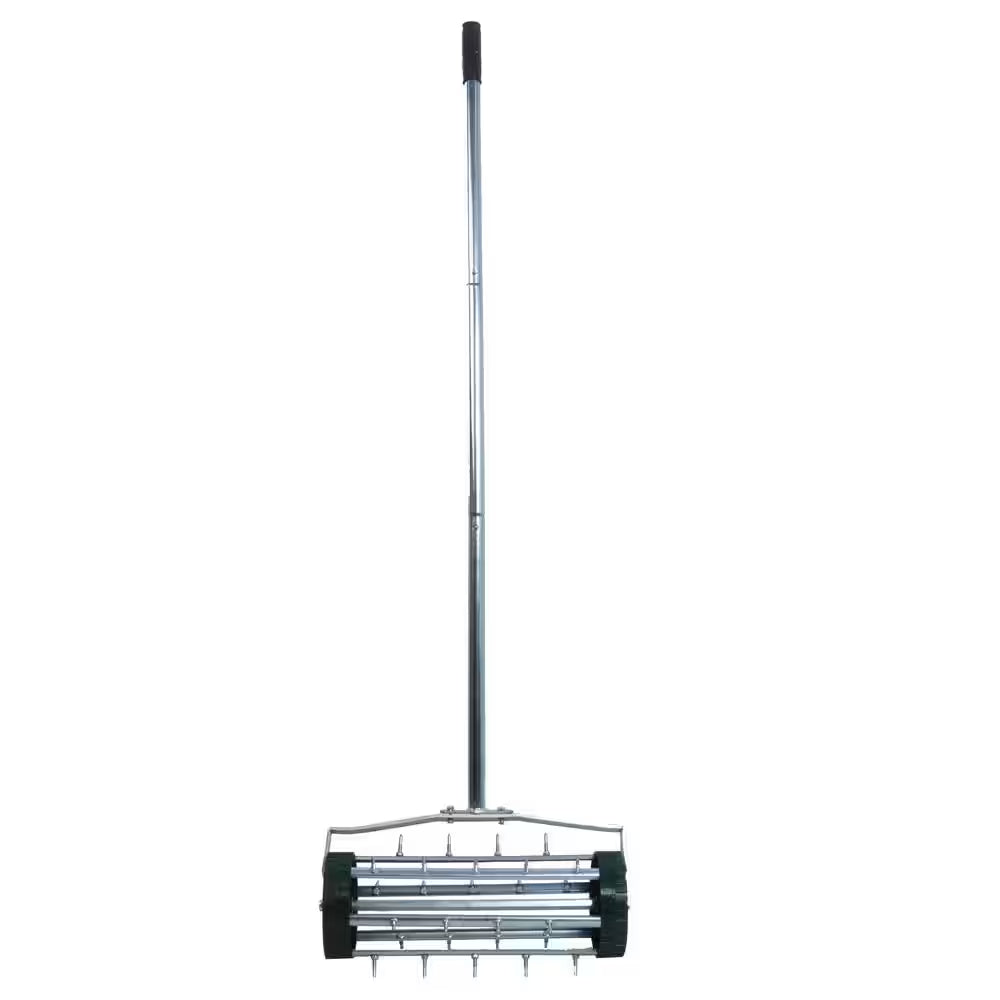 16-Inch Garden Spike Rolling Lawn Aerator with Extended Steel Handle (3-Piece Set)