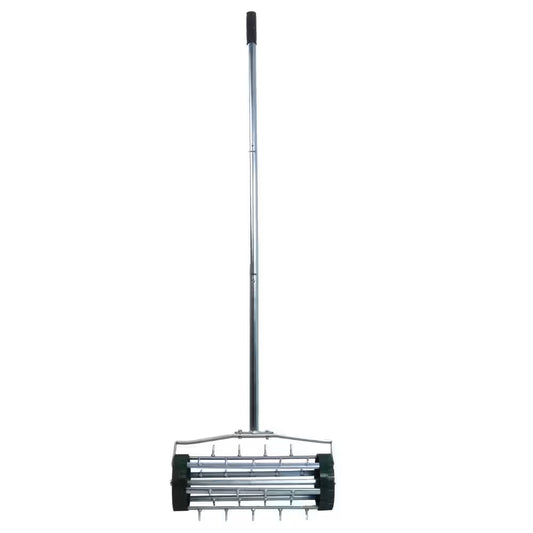 16-Inch Garden Spike Rolling Lawn Aerator with Extended Steel Handle (3-Piece Set)