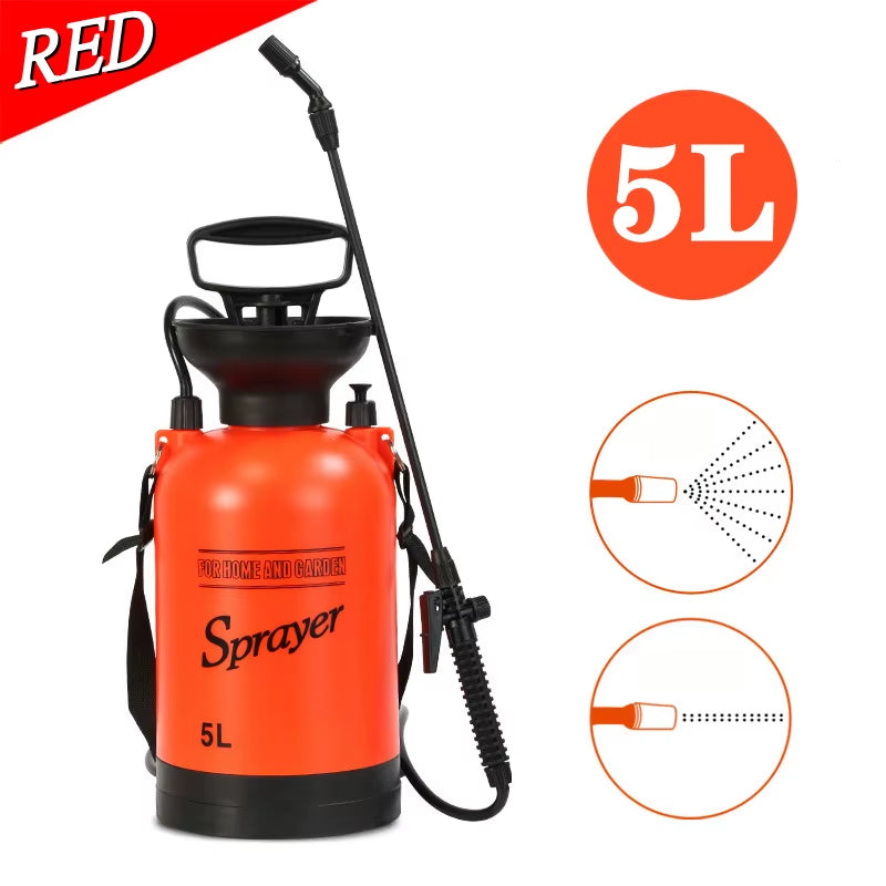 5L Portable Pressure Knapsack Sprayer with Adjustable Nozzle for Home and Garden Irrigation and Cleaning