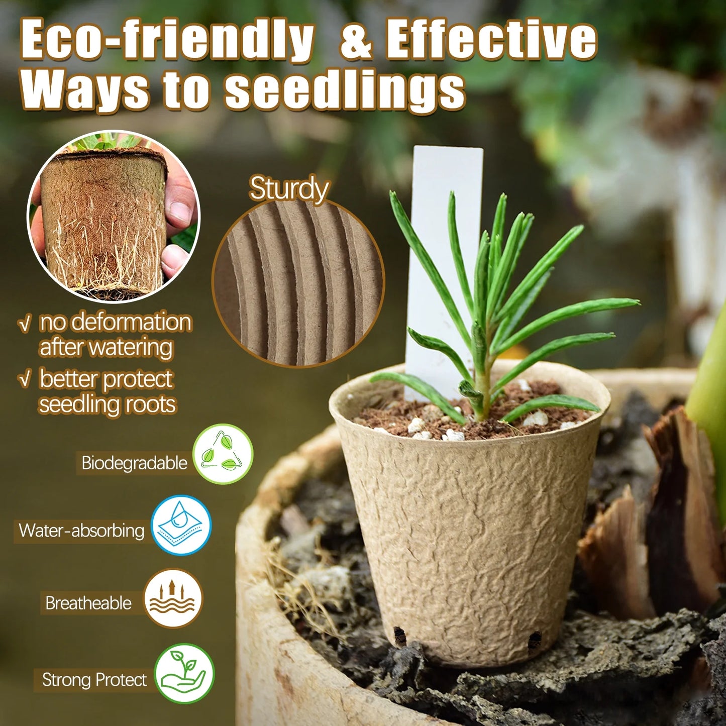 120-Pack 3.15" Biodegradable Peat Pots for Seed Starting & Root Growth