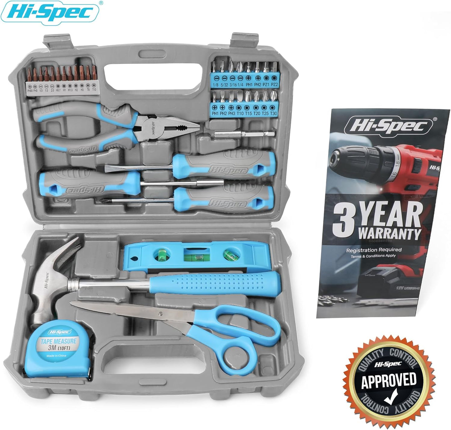 Blue Compact Household Tool Kit for Home, Office, Dorm DIY