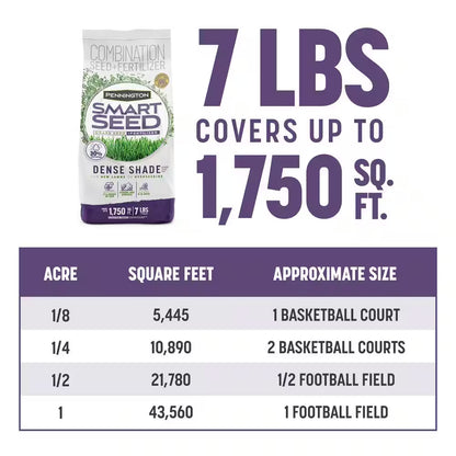 Smart Seed Dense Shade Grass Seed and Lawn Fertilizer, 7 lbs, Covers 1,750 Sq. Ft.