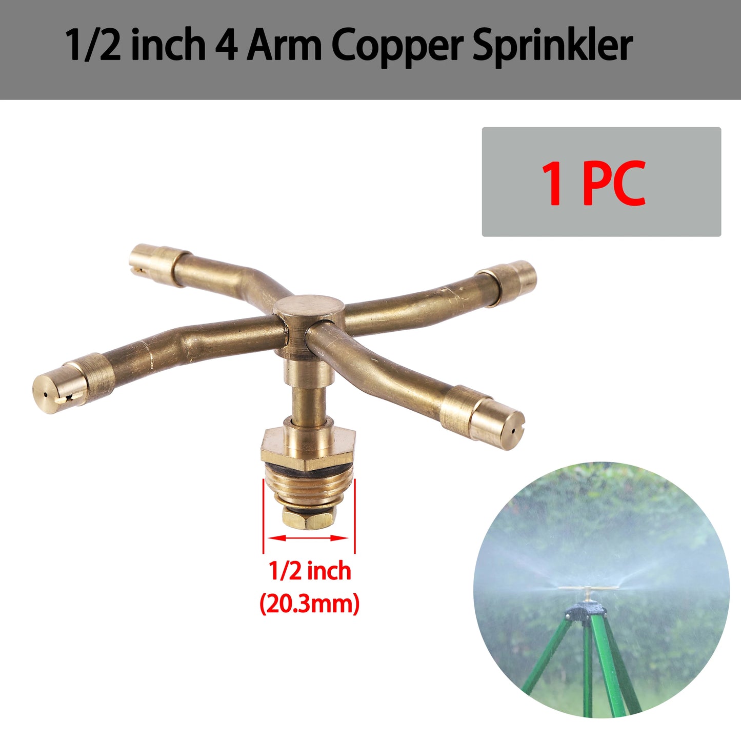 Solid Copper 2/3/4 Arm 360° Rotating Garden Lawn Sprinkler