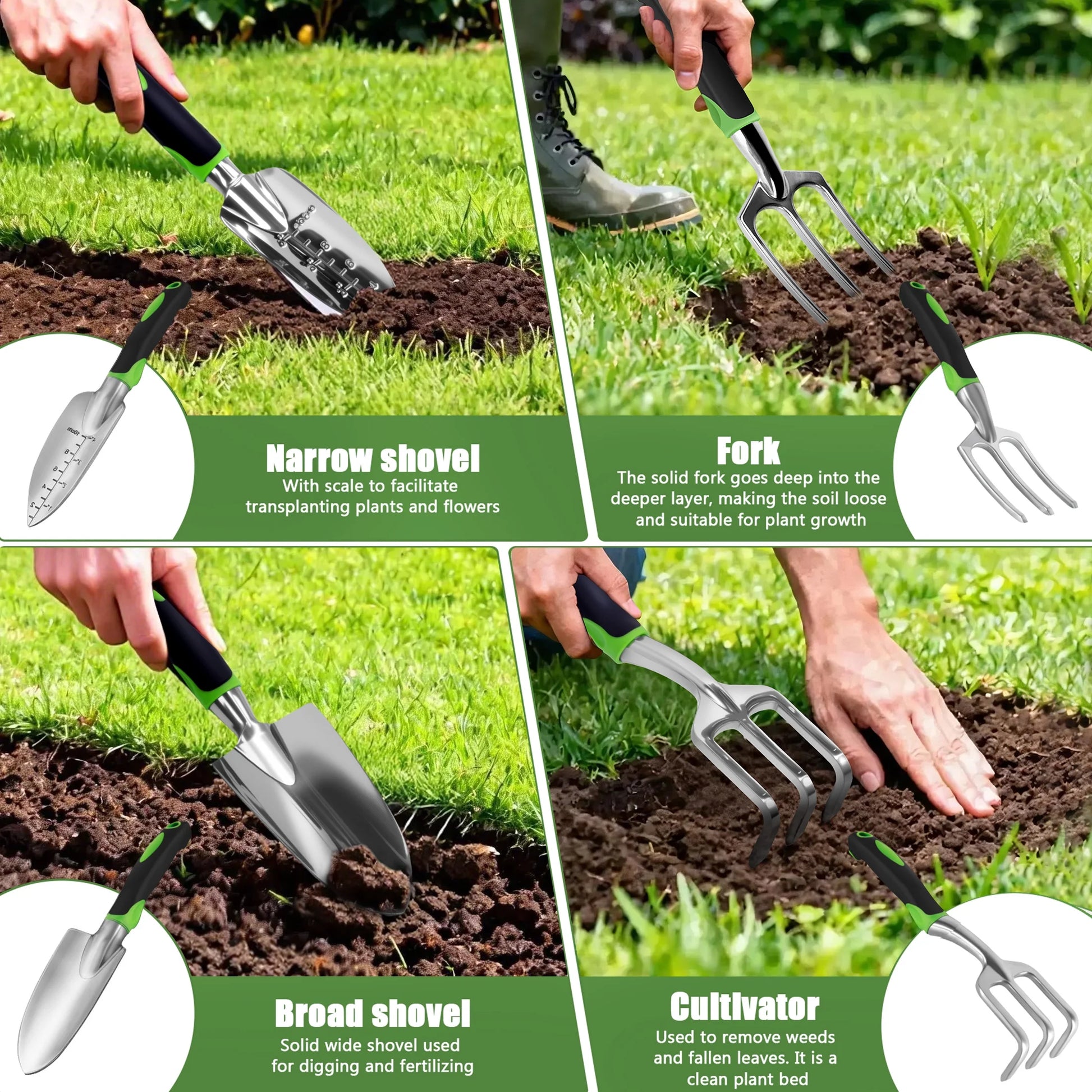 Premium 11-Piece Heavy Duty Ergonomic Garden Tool Set