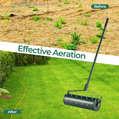 Heavy-Duty Manual Lawn Aerator - Adjustable Weight, Ergonomic
