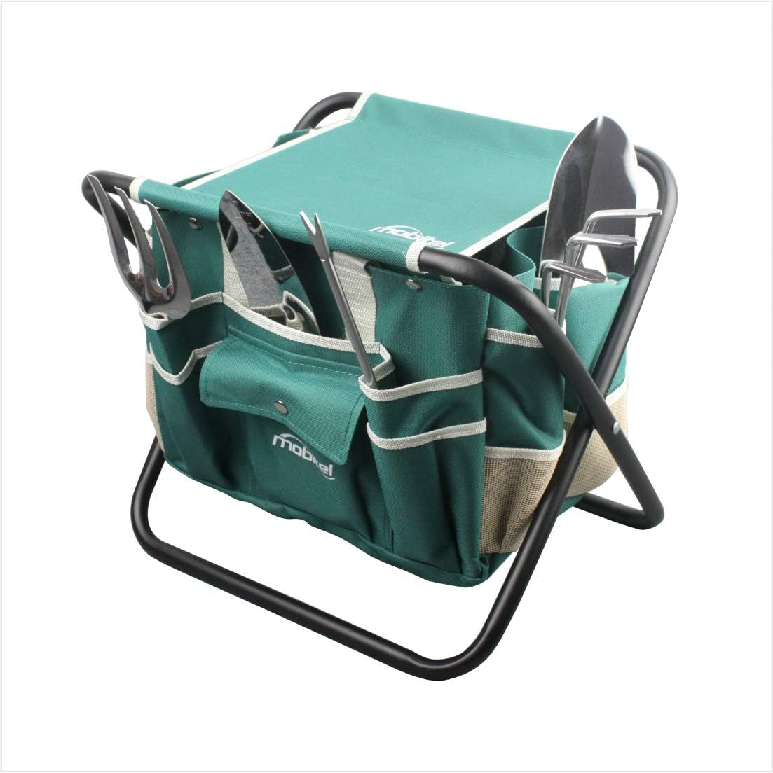Heavy-Duty Garden Tool Set: Folding Stool, Tote Bag & 5 SS Tools