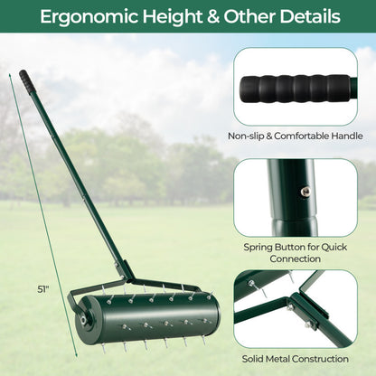 Heavy-Duty Manual Lawn Aerator - Adjustable Weight, Ergonomic